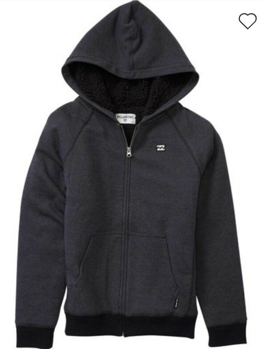 Billabong All Day Boys Sherpa Lined Zip Up Hoodie Hooded Sweatshirt Jacket 6 / L
